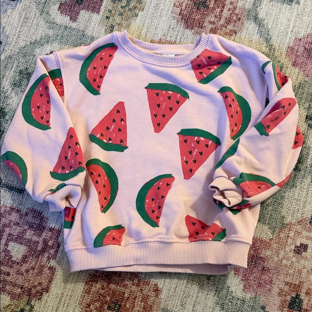 Zara Pink and Green Watermelon Kids Sweatshirt
